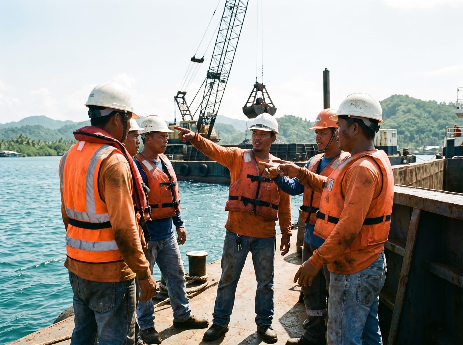 Land reclamation and marine construction site